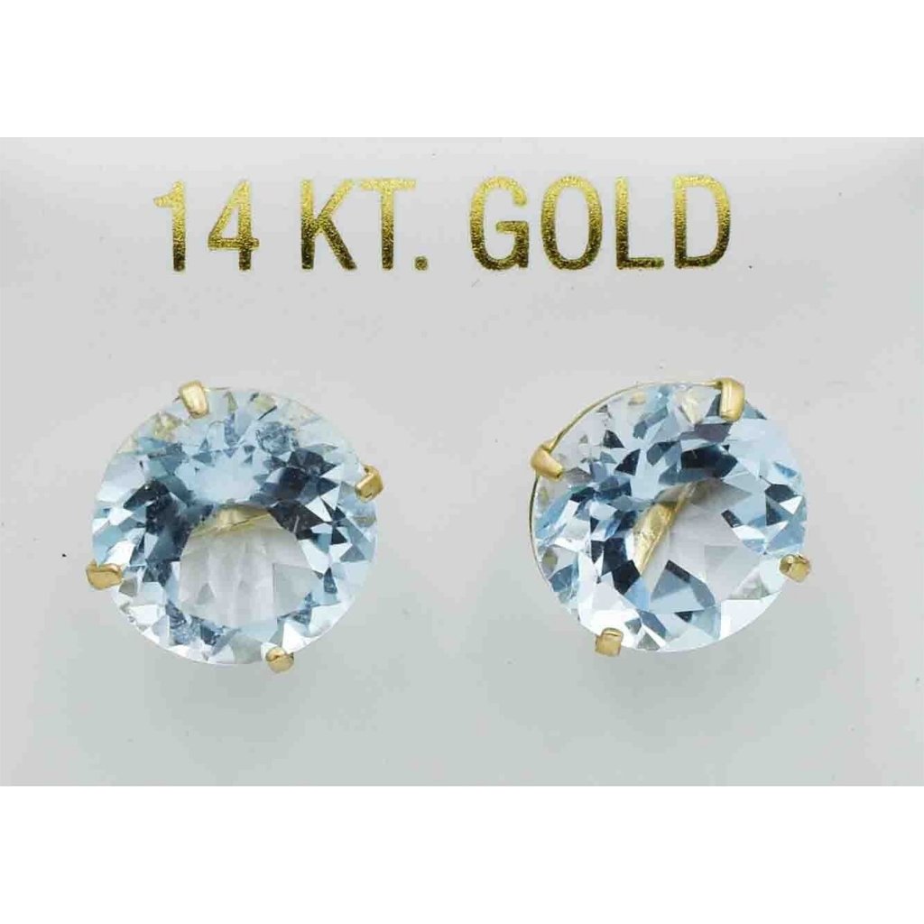 Genuine 8.70 Cts Aquamarine Stud Earrings 14k Gold